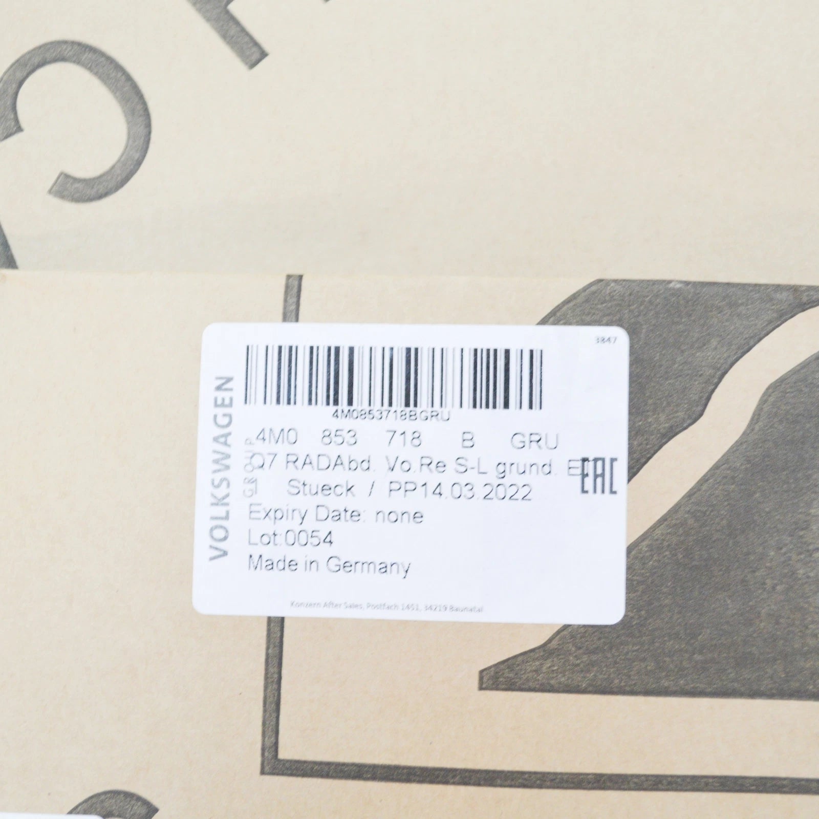 NEW AUDI Q7 4M FRONT RIGHT WHEEL ARCH TRIM COVER 4M0853718BGRU ORIGINAL