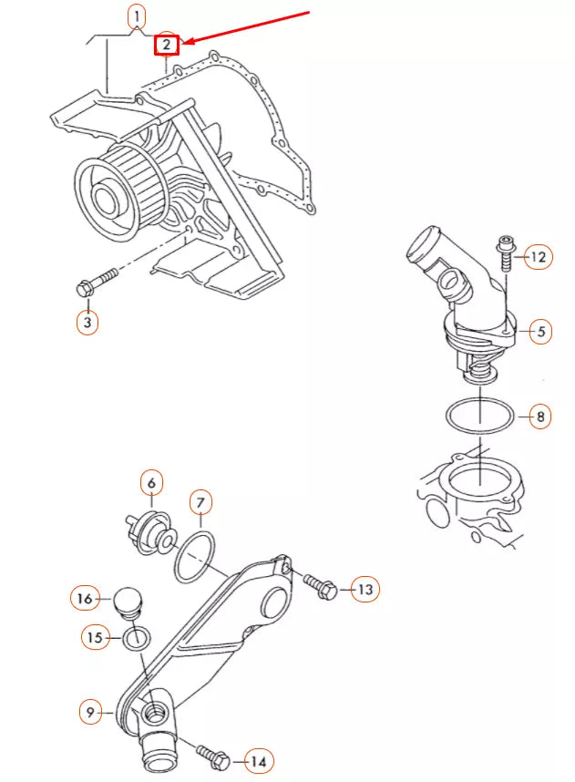 NEW AUDI A4 B7 ENGINE WATER PUMP GASKET 078121043A ORIGINAL