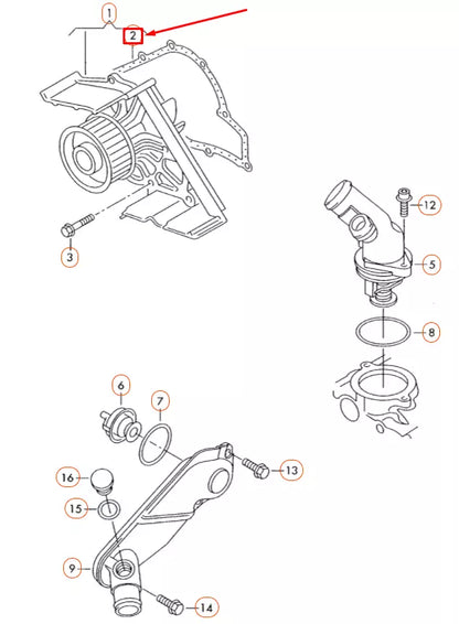 NEW AUDI A4 B7 ENGINE WATER PUMP GASKET 078121043A ORIGINAL