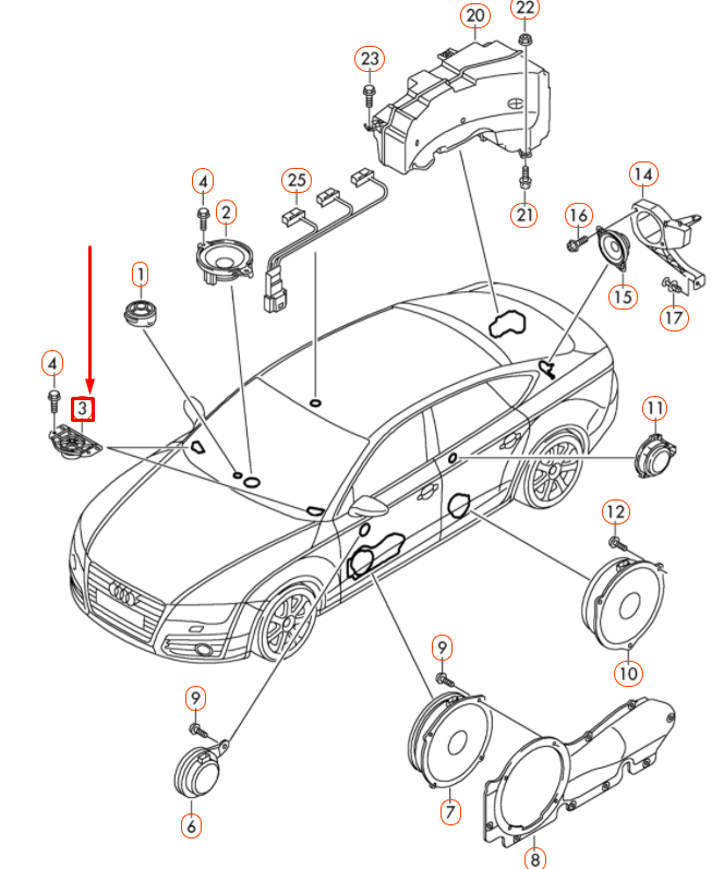 new audi a6 c7 front dashboard sound speaker 4h0035399b original