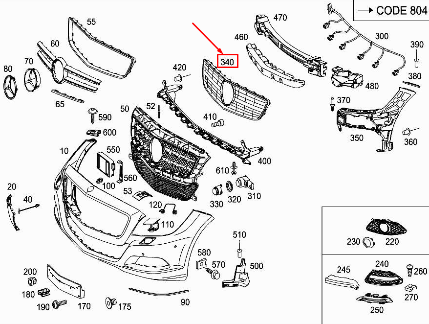 new mercedes-benz cls c218 front fan protection grille a2188880023 original