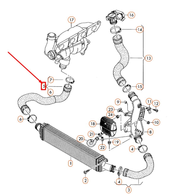 NEW AUDI A4 B8 RIGHT SIDE CHARGE AIR COOLER HOSE 8K0145738AB ORIGINAL