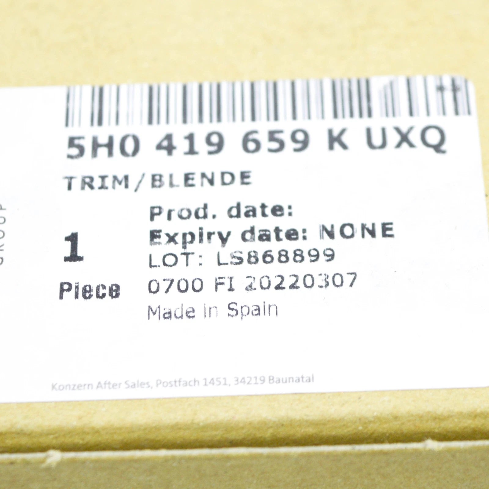 NEW VOLKSWAGEN ARTEON 3H7 R STEERING LOWER TRIM 5H0419659KUXQ