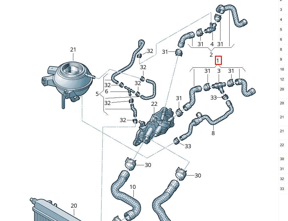 new volkswagen load up coolant hose pipe 1s0122073c original