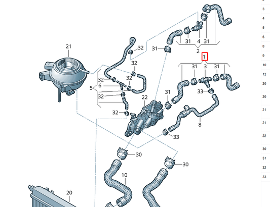 new volkswagen load up coolant hose pipe 1s0122073c original