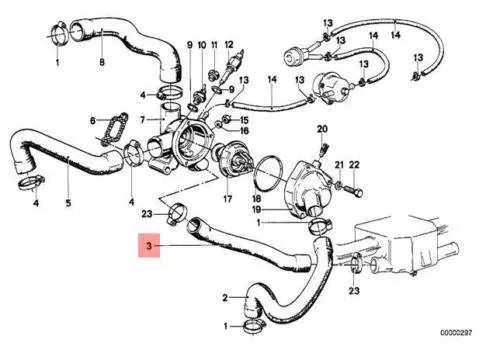 NEW BMW E12 E21 COOLING SYSTEM THERMOSTAT WATER HOSE 1265486 11531265486