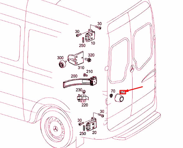 NEW MERCEDES-BENZ SPRINTER 906 REAR PANEL DOOR LONG BRACKET A9067600728