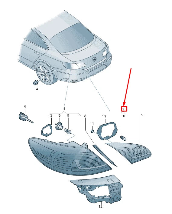 NEW VW CC 35 REAR RIGHT SIDE TAILGATE TAILLIGHT 3C8945308AA ORIGINAL