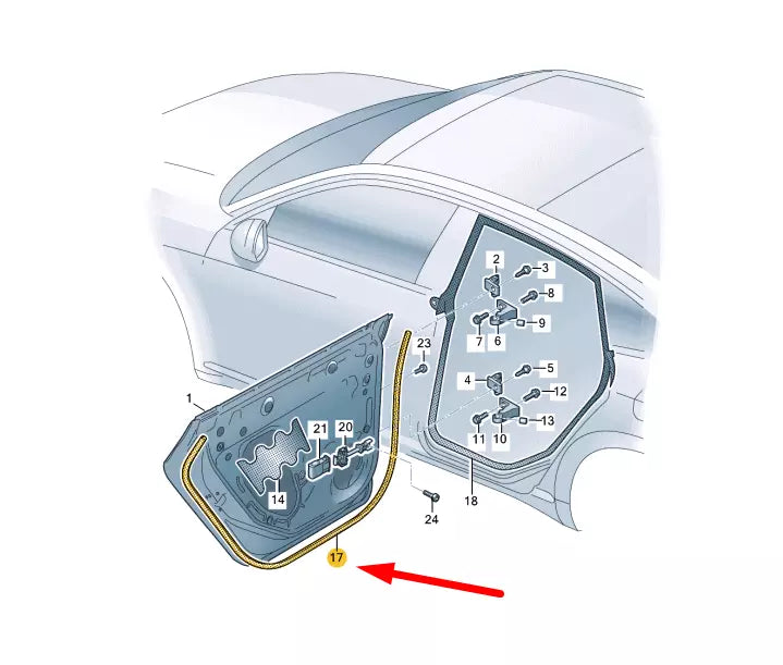 NEW VOLKSWAGEN ARTEON 3H7 REAR LEFT DOOR OUTER SEAL 3G8839701B5AP ORIGINAL