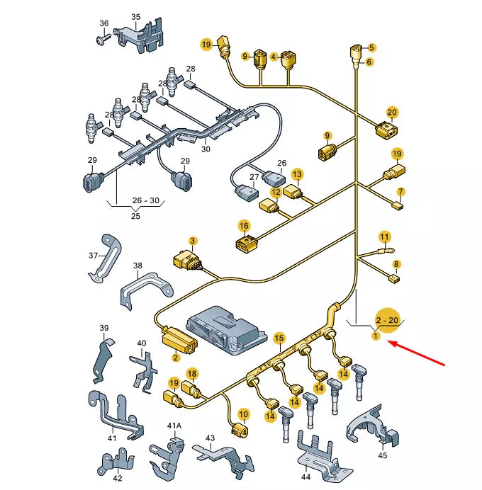 NEW AUDI A3 8P ENGINE WIRING HARNESS 06J972619M ORIGINAL