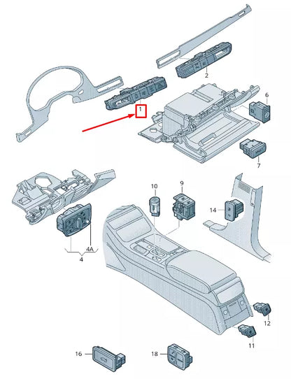 NEW AUDI A8 4H DASHBOARD MULTIPLE SWITCH 4H1959673B