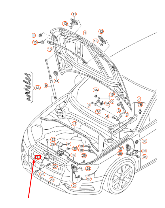 NEW AUDI A3 8V ENGINE HOOD CATCH LOCK 8V0823485 ORIGINAL