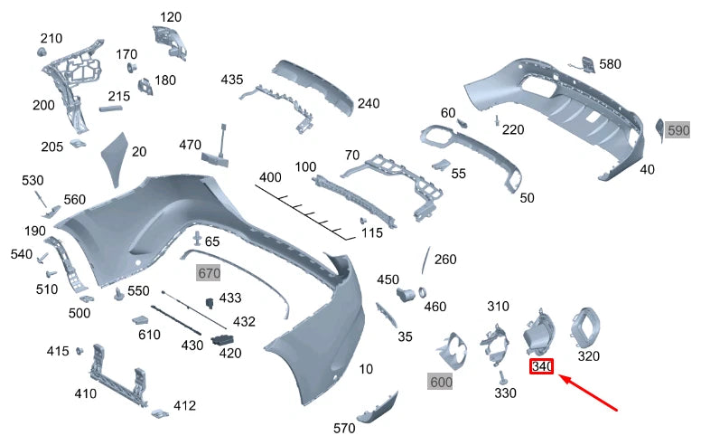 NEW MERCEDES-BENZ GLE W167 REAR LEFT TAIL PIPE SHIELD COVER A1678856700 ORIGINAL