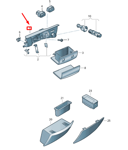 NEW VOLKSWAGEN CADDY 2K MK3 FRONT ASHTRAY HOUSING RHD 2K2857975E71N ORIGINAL