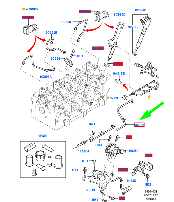 new ford focus mk2 glow plug wire assy 1745678 4m5q-6m091-ab original