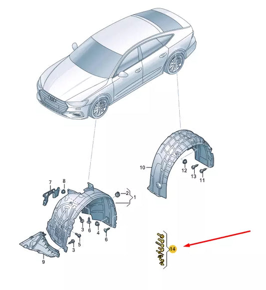 NEW AUDI A6 C8 WHEEL HOUSING LINER BOLTS SET 4K0098629 ORIGINAL
