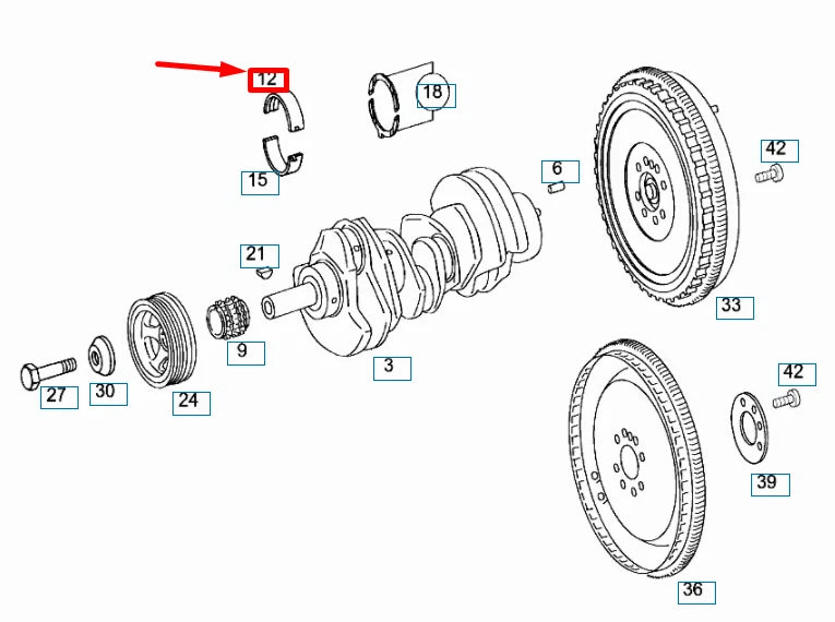 NEW MB ML W164 ENGINE CRANKSHAFT MAIN BEARING UPPER A642033190154 ORIGINAL
