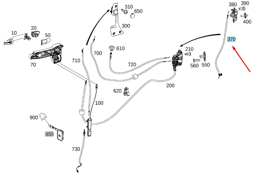 NEW MERCEDES-BENZ SPRINTER W907 REAR RIGHT DOOR CABLE A9107601400 ORIGINAL