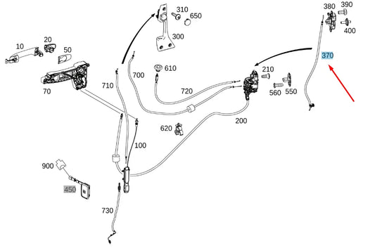 NEW MERCEDES-BENZ SPRINTER W907 REAR RIGHT DOOR CABLE A9107601400 ORIGINAL