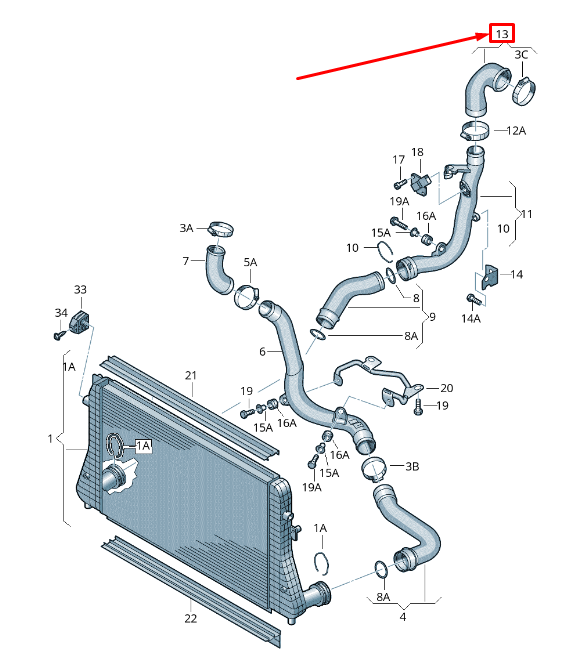new audi a1 mk1 intercooler pressure hose 6r0145838a original