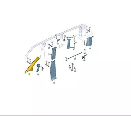 NEW VOLKSWAGEN TRANSPORTER T6 FRONT LEFT A PILLAR TRIM 7LA867233KY20 ORIGINAL