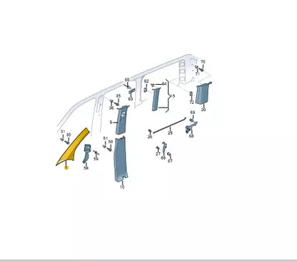 NEW VOLKSWAGEN TRANSPORTER T6 FRONT LEFT A PILLAR TRIM 7LA867233KY20 ORIGINAL