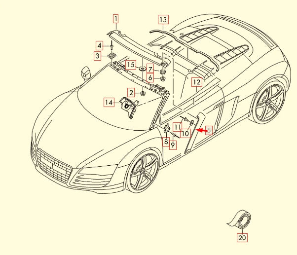 NEW AUDI R8 42 EXTERIOR RIGHT SIDE PILLAR MOLDING 427853266D 3Q7 ORIGINAL