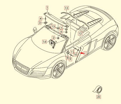 NEW AUDI R8 42 EXTERIOR RIGHT SIDE PILLAR MOLDING 427853266D 3Q7 ORIGINAL