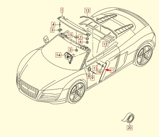 NEW AUDI R8 42 EXTERIOR RIGHT SIDE PILLAR MOLDING 427853266D 3Q7 ORIGINAL