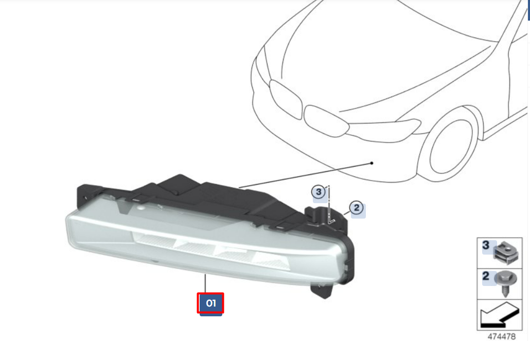 new bmw 5 g30 front left fog light 63179477171 original