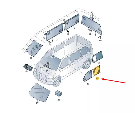 NEW VW TRANSPORTER T6 LEFT SLIDING WINDOW FLY SCREEN 7LA068528