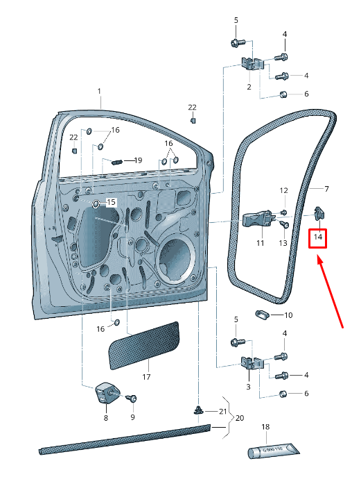 new seat leon 5f front door catch seal 5f0837923 original