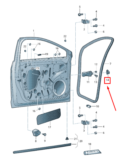 new seat leon 5f front door catch seal 5f0837923 original