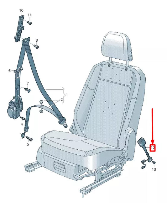 NEW VOLKSWAGEN T-ROC A11 FRONT RIGHT SEAT BUCKLE 2GA857756MNB