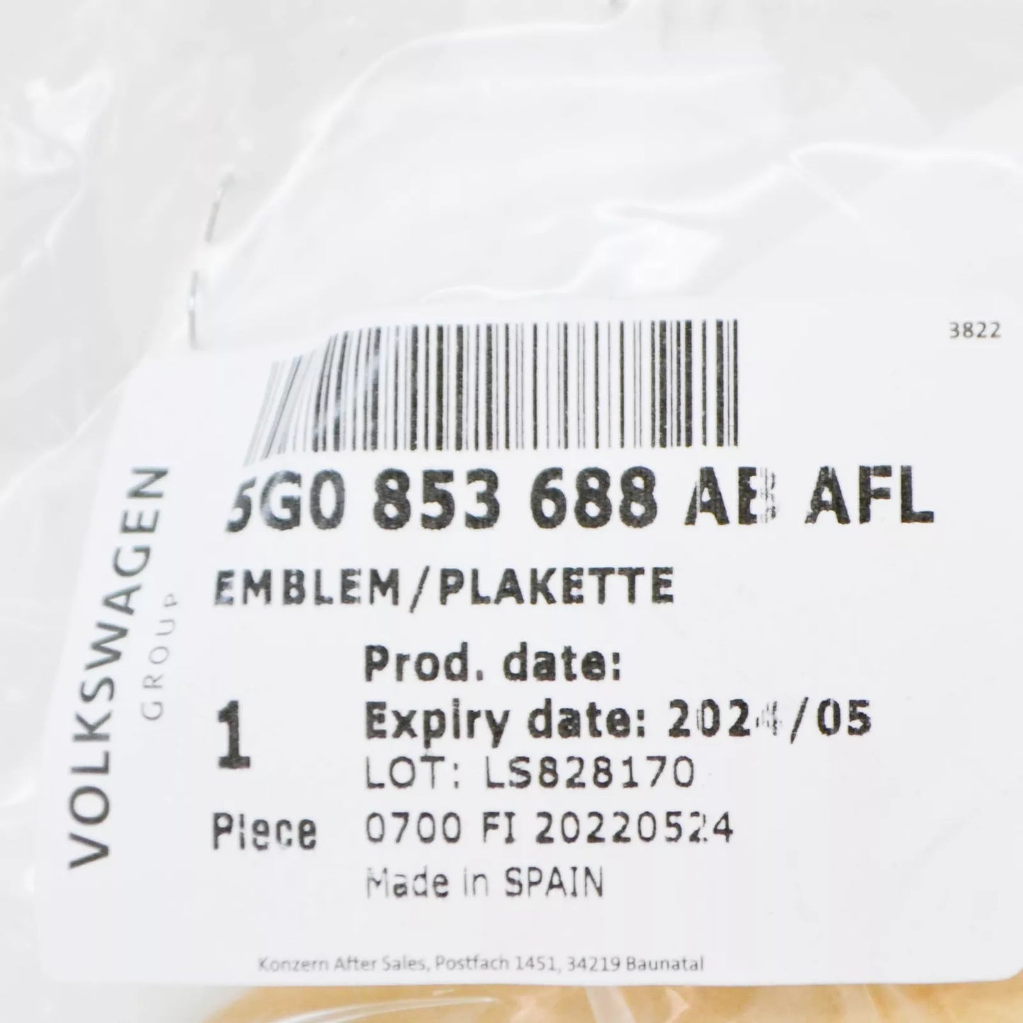 NEW VW GOLF MK7 FRONT LEFT FENDER GTE BADGE LOGO 5G0853688ABAFL