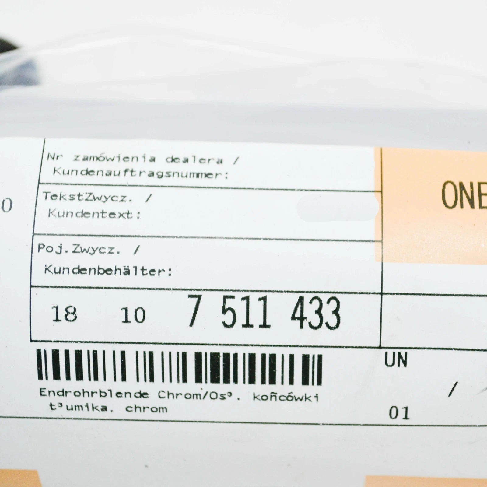 NEW BMW 3 E46 EXHAUST TAILPIPE TIP TRIM CHROME 18107511433 2.5 PETROL ORIGINAL