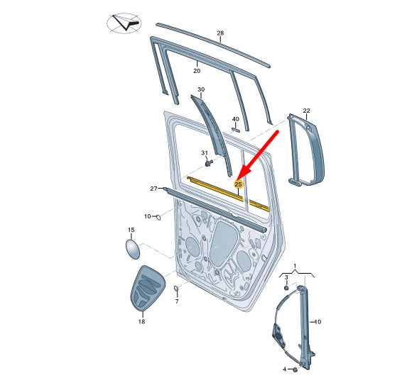 NEW VW TOURAN 5T REAR LEFT DOOR WINDOW OUTER APERTURE SEAL 5TA839478A5AP