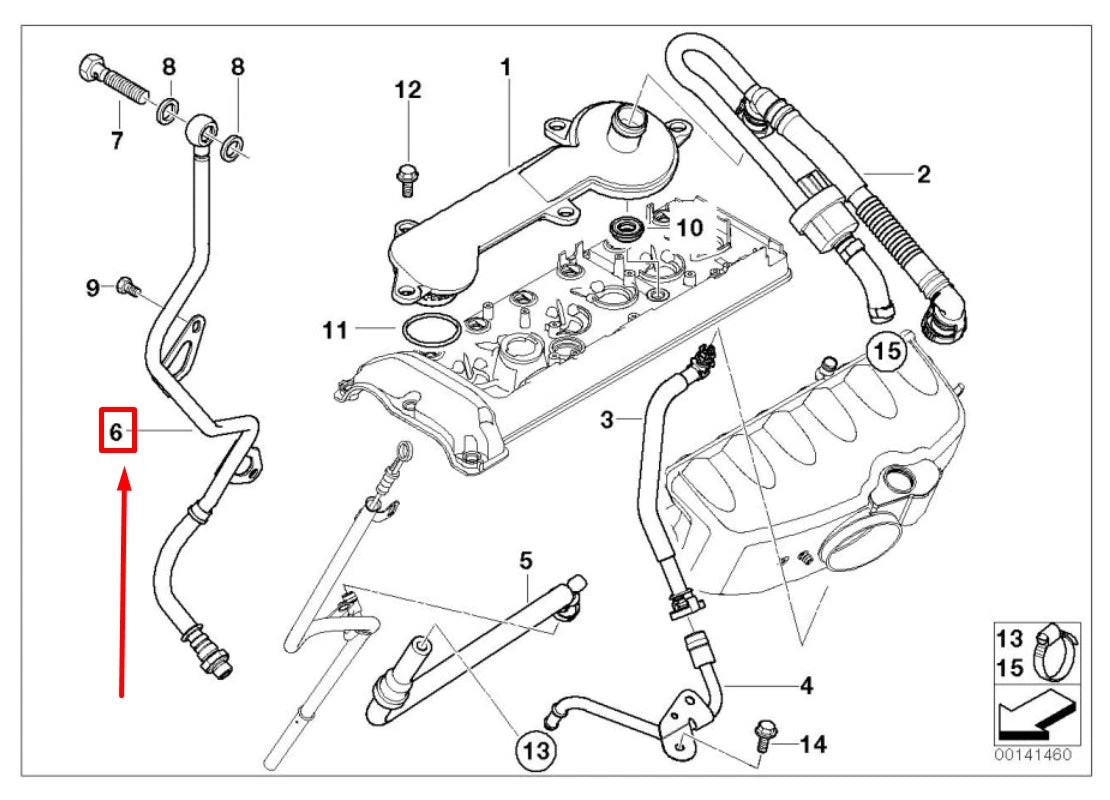 NEW BMW 3 E46 ENGINE CRANKCASE BREATHER HOSE 11157832781 7832781 ORIGINAL