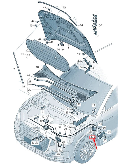 NEW AUDI Q2 GA RIGHT BONNET RELEASE HANDLE LHD 81C823533A4PK