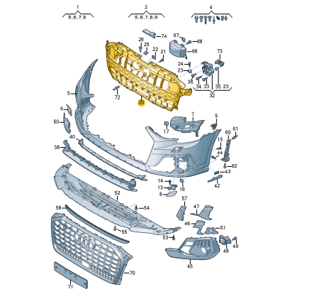 new audi a8 4n front bumper center closing element 4n0807233f original