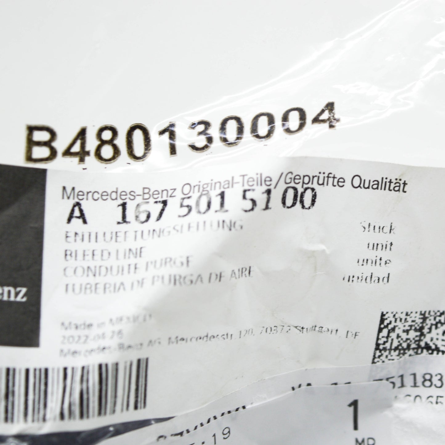 NEW MERCEDES-BENZ GLE W167 EXPANSION TANK VENT BLEED LINE A1675015100 ORIGINAL