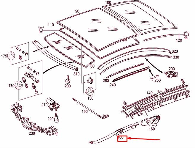 NEW MERCEDES-BENZ C COUPE CL203 PANORAMIC ROOF LEFT LINKAGE A2037800175 ORIGINAL