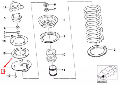 NEW BMW Z3 COUPE E36 FRONT RIGHT UPPER STRUT MOUNT 31332227898 2227898 ORIGINAL