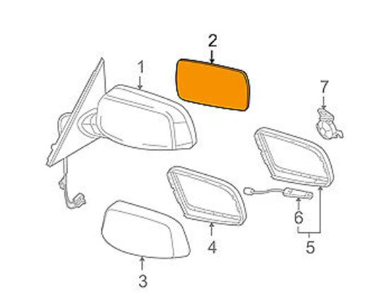 NEW BMW 5 E60 LEFT DOOR WING MIRROR HEATED GLASS 51167065085 7065085 ORIGINAL