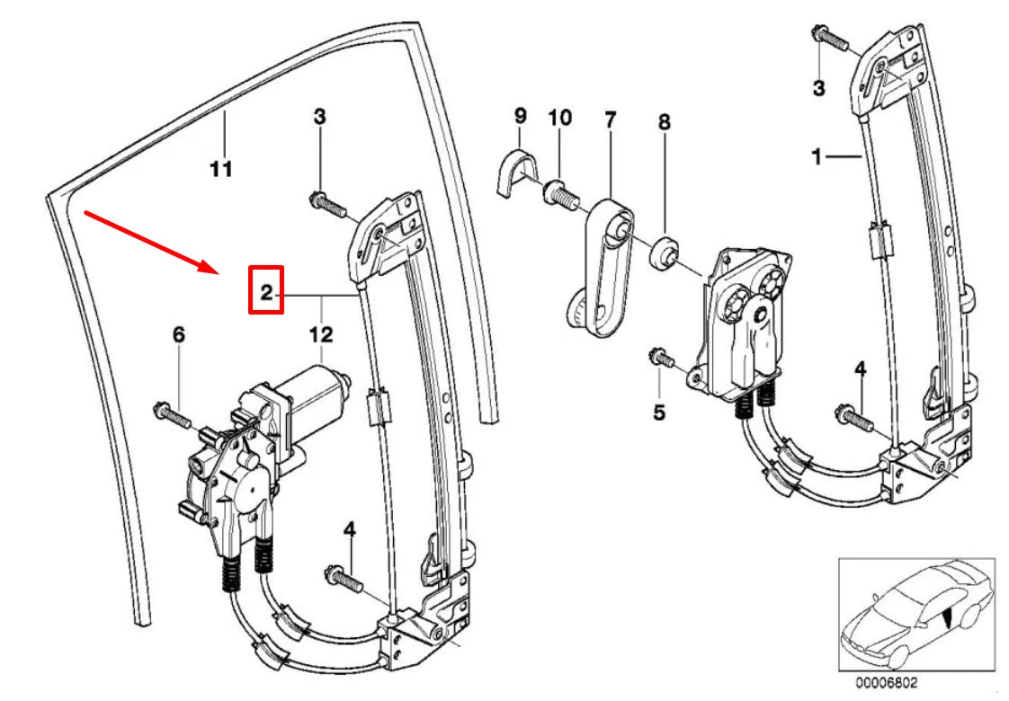 NEW BMW 5 E39 REAR LEFT DOOR WINDOW REGULATOR 8252429 51358252429 ORIGINAL