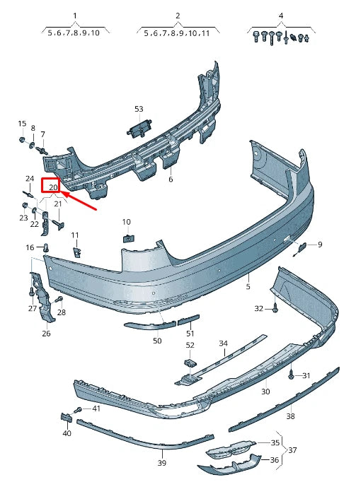 NEW AUDI A8 4N REAR LEFT BUMPER COVER BRACKET 4N0807319
