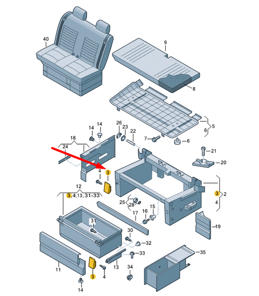 new vw transporter t6 rear seat seat longit. adjustm. handle 7e7885639 original