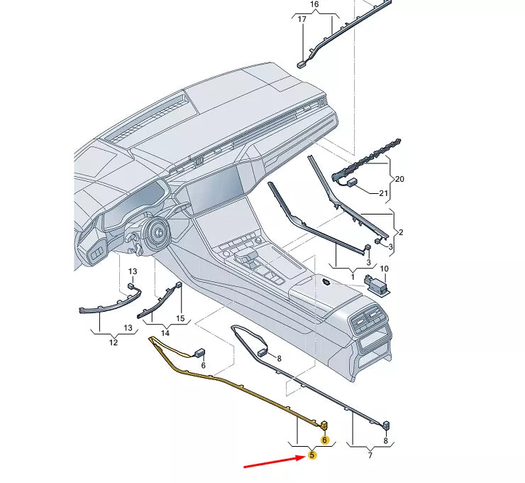 NEW AUDI A6 C8 CONSOLE LEFT SIDE LIGHT FIBRE 4K1947093
