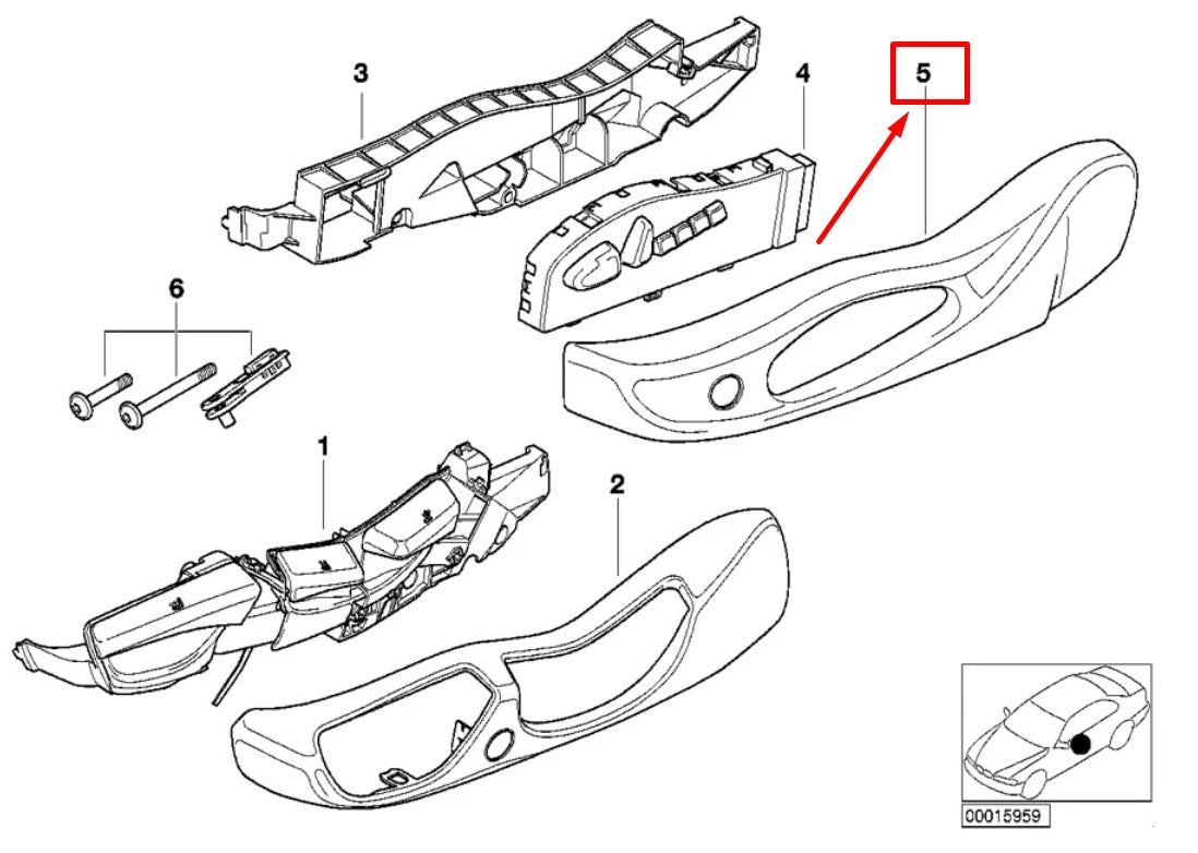 NEW BMW 3 E46 FRONT RIGHT SEAT OUTER COVERING 52108260856 8260856 ORIGINAL