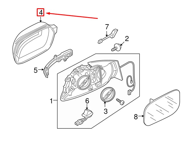 NEW AUDI Q7 4L FRONT RIGHT DOOR MIRROR COVER 8R0857528GRU ORIGINAL